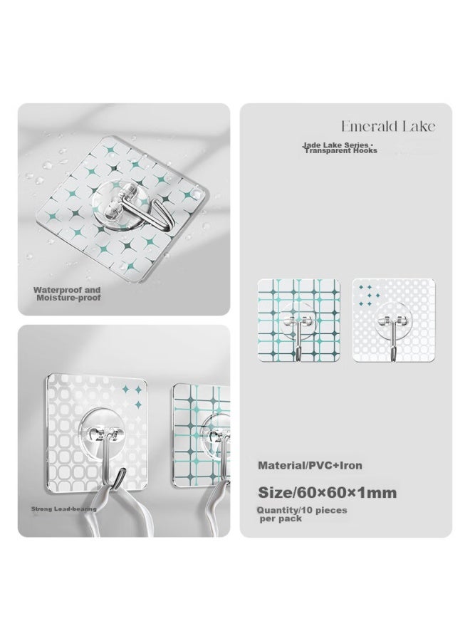 Foojo Hooks, Upgraded Strong Adhesive Hooks, No-drill Hooks, Ultra-strong Load-bearing Traceless Adhesive Hooks, Qinglian, 10-pack - Image 2