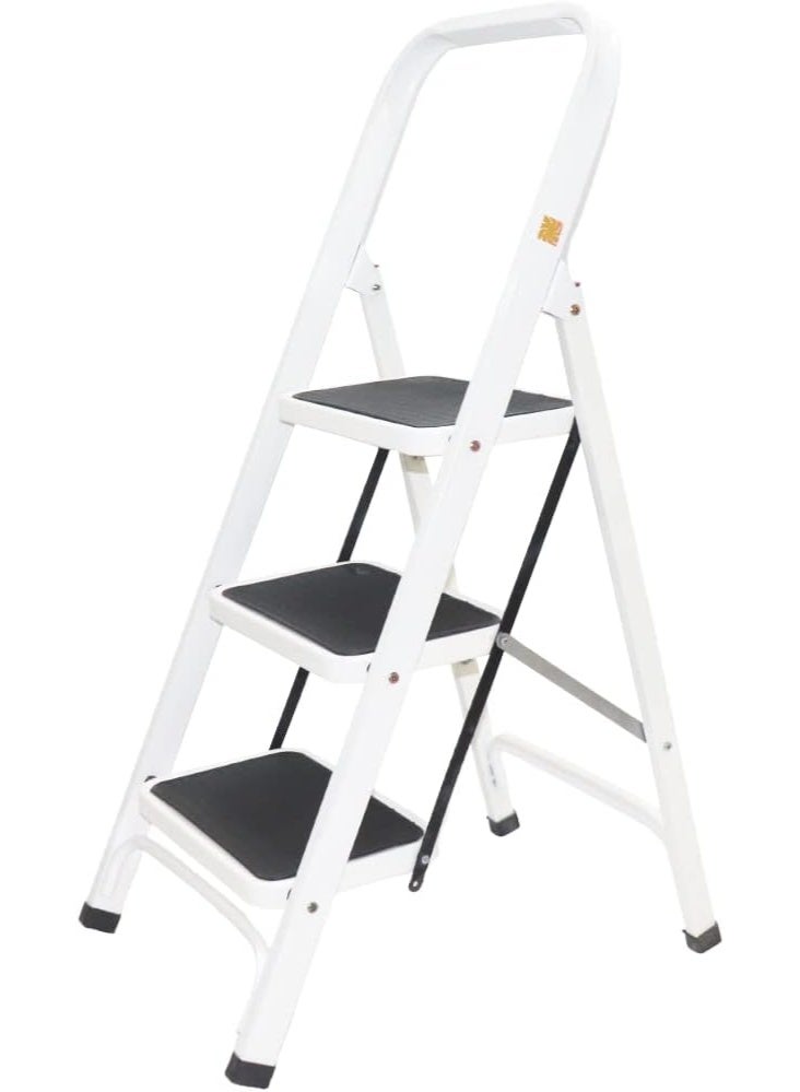 hail Royal Folding Step Ladder With 3 Steps-White/Black - Image 1