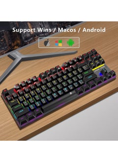 English Arabic Mechanical Gaming Keyboard With RGB LED Rainbow Backlit Quick Response USB Wired E-sport Waterproof 87 Keys Keyboard For Windows/MacOS/Android And PC Gamers - pzsku/Z771BD95E20DE83866167Z/45/_/1685075183/991cf644-7141-4ed7-ba56-e605c91afe41