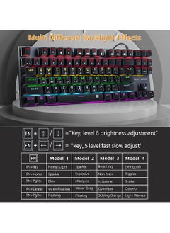 Rock Pow English Arabic Mechanical Gaming Keyboard With RGB LED Rainbow Backlit Quick Response USB Wired E-sport Waterproof 87 Keys Keyboard For Windows/MacOS/Android And PC Gamers  - Image 3