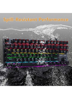 English Arabic Mechanical Gaming Keyboard With RGB LED Rainbow Backlit Quick Response USB Wired E-sport Waterproof 87 Keys Keyboard For Windows/MacOS/Android And PC Gamers - pzsku/Z771BD95E20DE83866167Z/45/_/1685075185/50b2f24a-541e-4d60-bf21-f008e00c8f31