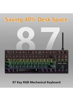 English Arabic Mechanical Gaming Keyboard With RGB LED Rainbow Backlit Quick Response USB Wired E-sport Waterproof 87 Keys Keyboard For Windows/MacOS/Android And PC Gamers - pzsku/Z771BD95E20DE83866167Z/45/_/1685075186/730000f4-7eb0-4c04-982f-208f0f7c47ad