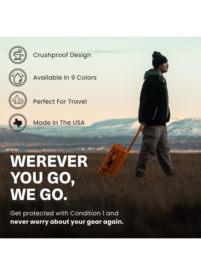 Condition 1 22' Large Waterproof Rollable Hard Case with Foam, Wheels and Handle - 22' x 14' x 9' #300 Watertight IP67 Dust Proof and Shock Proof TSA Approved Portable Rolling Carrier, Orange, 21.84 x - Image 4