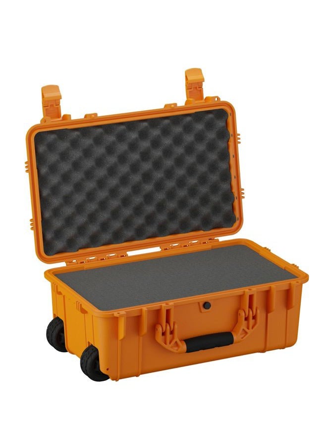 Condition 1 22' Large Waterproof Rollable Hard Case with Foam, Wheels and Handle - 22' x 14' x 9' #300 Watertight IP67 Dust Proof and Shock Proof TSA Approved Portable Rolling Carrier, Orange, 21.84 x - Image 1