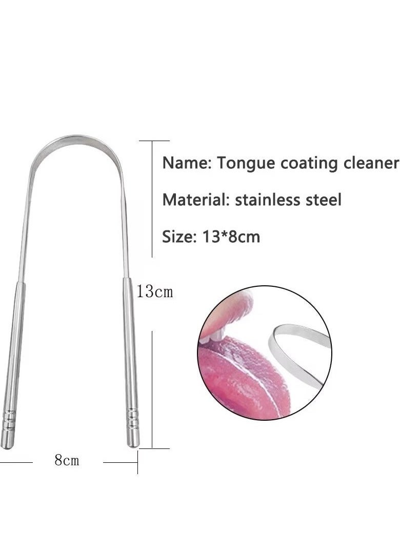 URbantin 3 Colors Stainless Steel Tongue Scraper U-shaped Metal Fresh Breath Cleaning Coated Tongue Toothbrush Oral Hygiene Care Tools  - Image 5