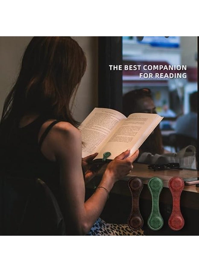 Set of 3 Magnetic Bookmarks, Vintage Genuine Leather Book Marks for Reading, Magnetic Page Clips Book Markers, Best Gift for Book Lovers Reading Men Women Teachers Students - Image 4