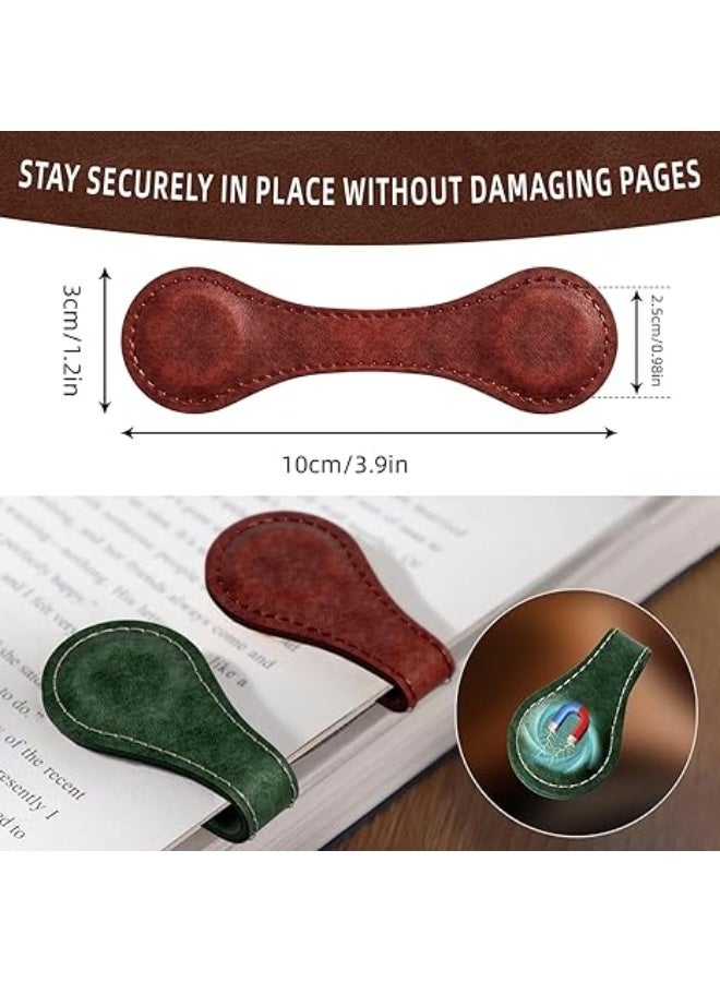 Set of 3 Magnetic Bookmarks, Vintage Genuine Leather Book Marks for Reading, Magnetic Page Clips Book Markers, Best Gift for Book Lovers Reading Men Women Teachers Students - Image 2