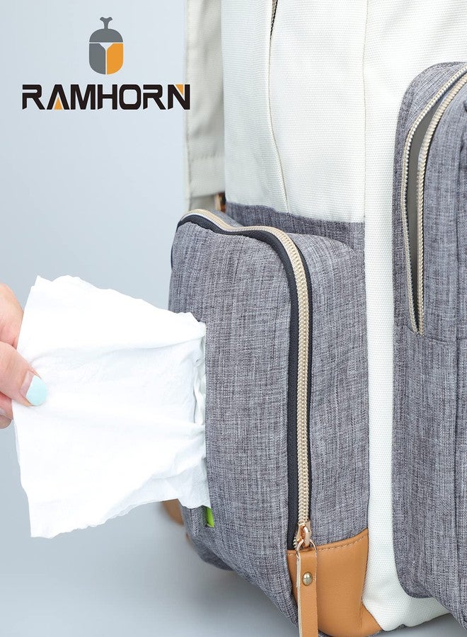 Ramhorn Diaper Bag Multifunction Travel Backpacks for Mom with Insulated Pockets and Laptop Compartment, grey - Image 5