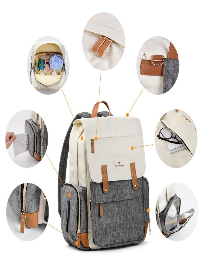 Ramhorn Diaper Bag Multifunction Travel Backpacks for Mom with Insulated Pockets and Laptop Compartment, grey - Image 4