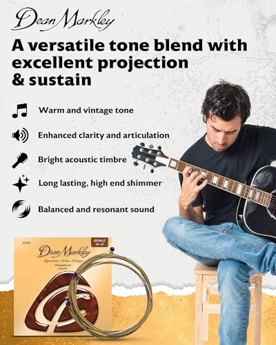 Dean Markley Signature Vintage Bronze Acoustic Guitar Strings 6 String Set, 10-47 Acoustic Guitar Strings Extra Light, Precision Wound Guitar Strings Acoustic with Superior Tone Quality, Made in USA - Image 3
