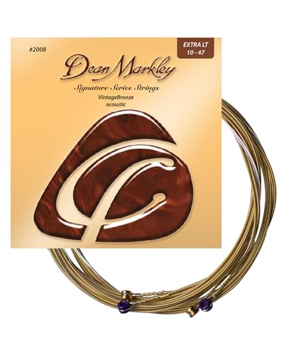 Dean Markley Signature Vintage Bronze Acoustic Guitar Strings 6 String Set, 10-47 Acoustic Guitar Strings Extra Light, Precision Wound Guitar Strings Acoustic with Superior Tone Quality, Made in USA - Image 1