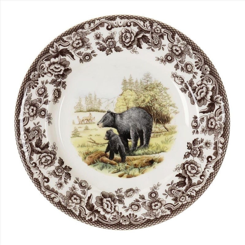 Spode Spode Woodland Salad Plate Black Bear 8  American Wildlife Collection  Made in England  Ideal Hunting Cabin Dcor  Microwave and Dishwasher Safe 