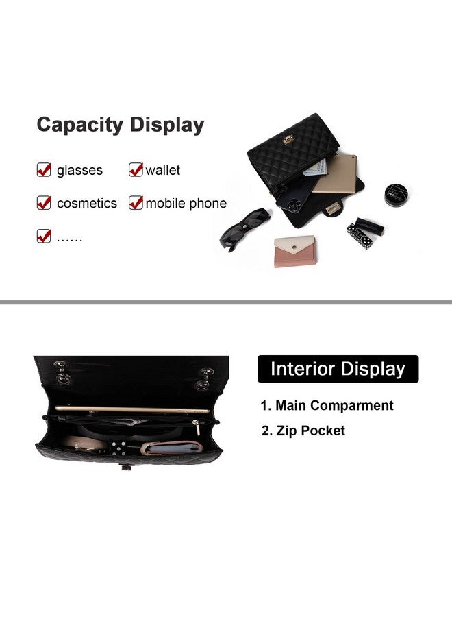 Gladdon Quilted Crossbody Purse for Women Trendy Ladies Shoulder Bag with Chain Designer Purses Black I - Image 5