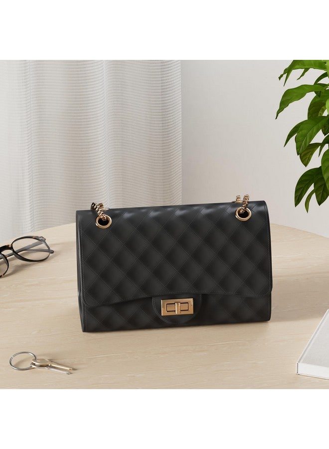 Gladdon Quilted Crossbody Purse for Women Trendy Ladies Shoulder Bag with Chain Designer Purses Black I - Image 2