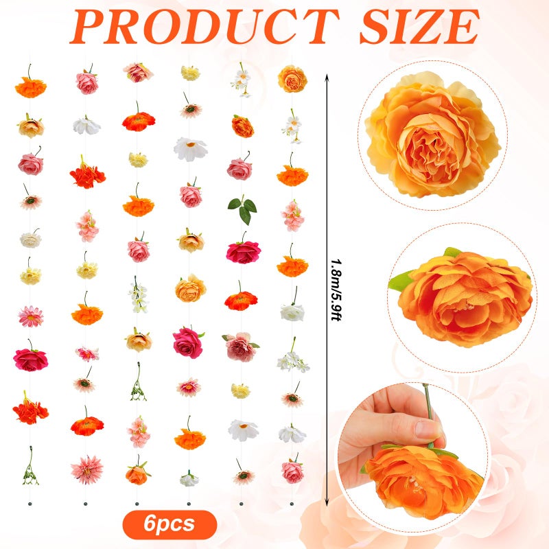 XunYee 6 Pcs 35.4 ft Flower Garlands Artificial Wildflower Vines Floral Hanging Backdrop Fake Flower Garlands Faux Silk Wildflower Vine for Wedding Bridal Shower Home Garden Wall Arch Decor(Rose) - Image 2