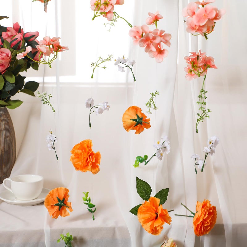 XunYee 6 Pcs 35.4 ft Flower Garlands Artificial Wildflower Vines Floral Hanging Backdrop Fake Flower Garlands Faux Silk Wildflower Vine for Wedding Bridal Shower Home Garden Wall Arch Decor(Rose) - Image 3