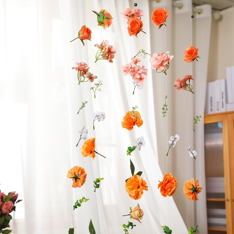 XunYee 6 Pcs 35.4 ft Flower Garlands Artificial Wildflower Vines Floral Hanging Backdrop Fake Flower Garlands Faux Silk Wildflower Vine for Wedding Bridal Shower Home Garden Wall Arch Decor(Rose) - Image 4