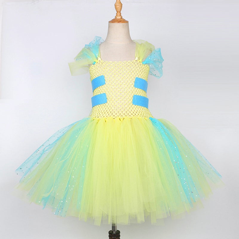 Flounder Sequins Princess Yarn Skirt Girls Gauze Puffy Skirt Children'S Performance Party Dress - Image 3