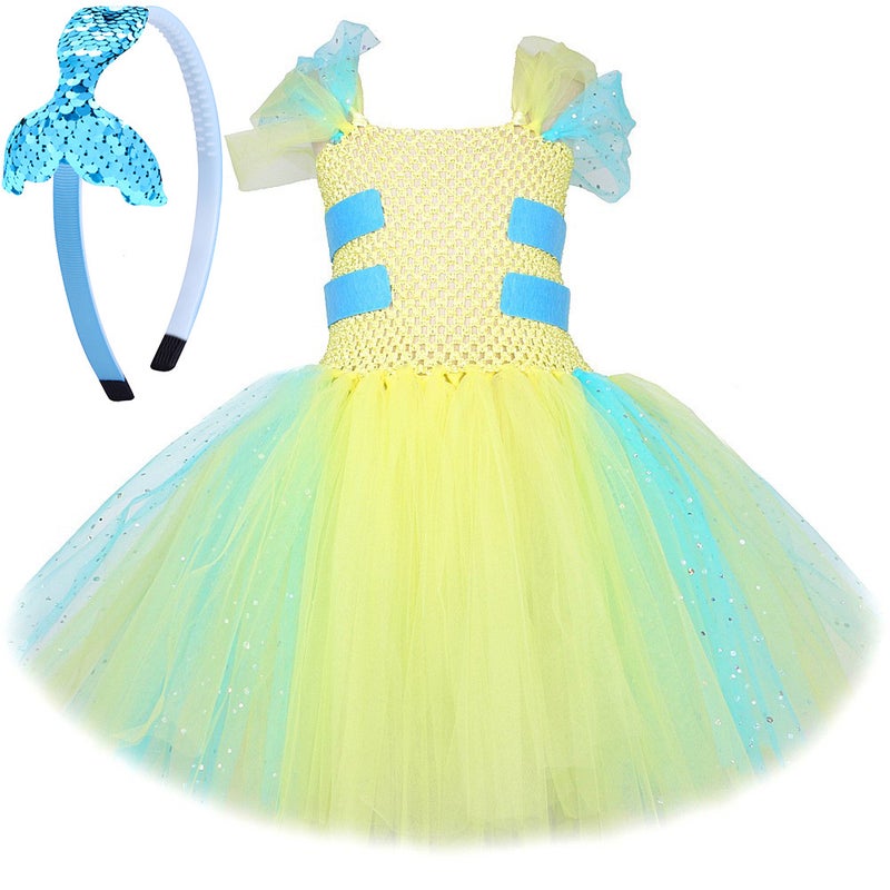 Flounder Sequins Princess Yarn Skirt Girls Gauze Puffy Skirt Children'S Performance Party Dress - Image 2