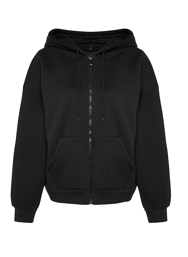 Black Oversize/Comfortable Fit Basic Hooded Knitted Sweatshirt with Fleece Inside TWOAW24SW00188. - pzsku/Z771C0F3E0E0FD3349584Z/45/_/1730941477/93f3d898-c7ec-4838-9016-7210b3df3028