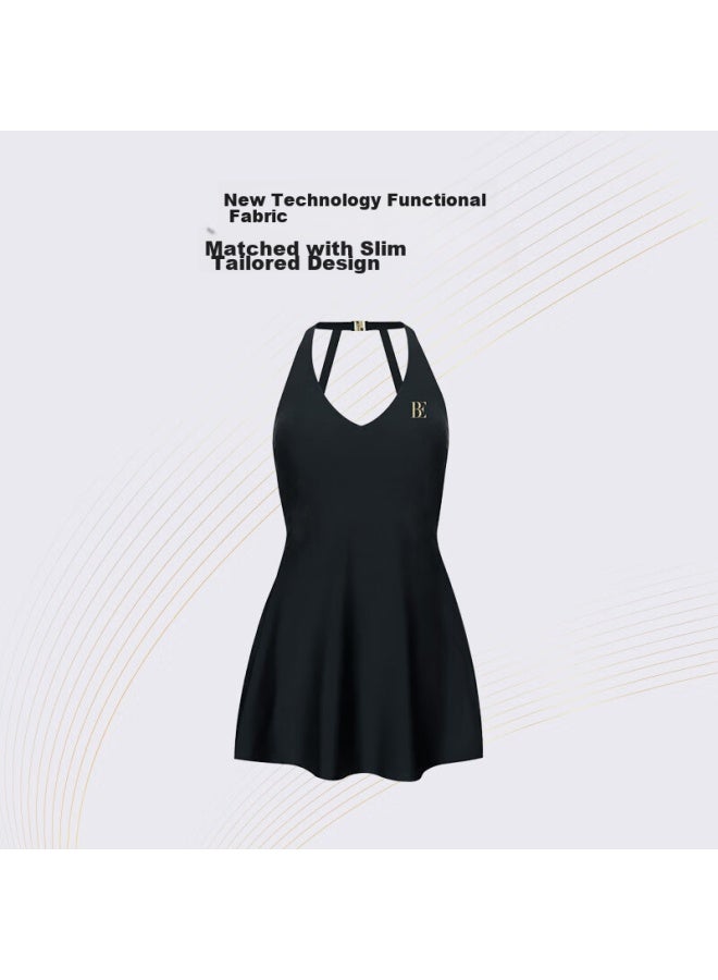 Balneaire Little Black Dress Series One-piece Swimsuit Halter Neck, Beach Style, 61598, Black, Size S - Image 3
