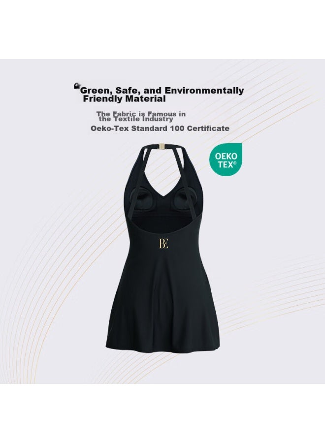 Balneaire Little Black Dress Series One-piece Swimsuit Halter Neck, Beach Style, 61598, Black, Size S - Image 4