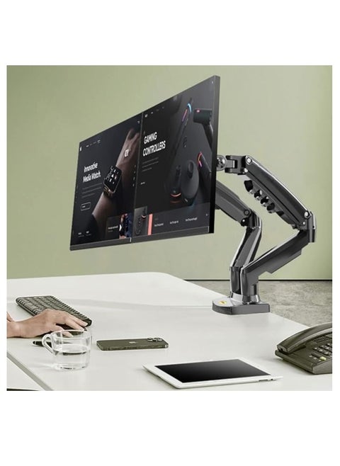 PC Monitor Arm Adjustable Dual Monitor Mount Ergonomic Desk Monitor Stands with C Clamp Grommet Mounting Base for Screens