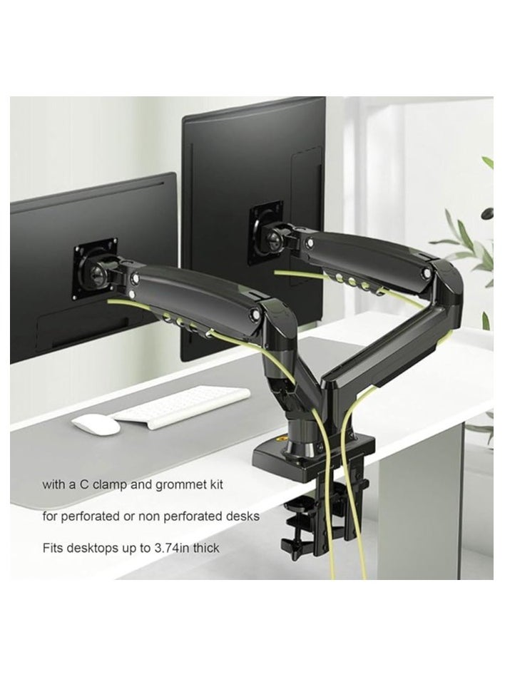 PC Monitor Arm Adjustable Dual Monitor Mount Ergonomic Desk Monitor Stands with C Clamp Grommet Mounting Base for Screens