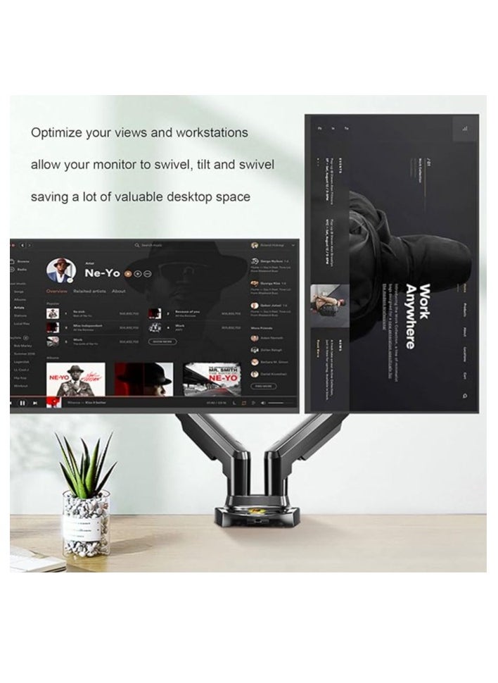PC Monitor Arm Adjustable Dual Monitor Mount Ergonomic Desk Monitor Stands with C Clamp Grommet Mounting Base for Screens