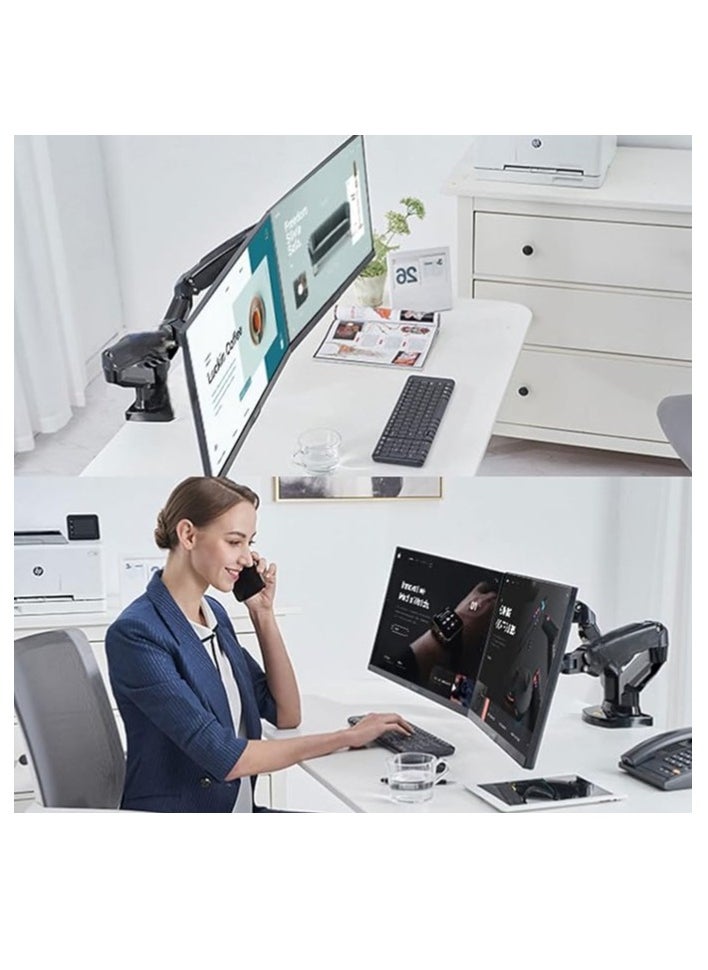 PC Monitor Arm Adjustable Dual Monitor Mount Ergonomic Desk Monitor Stands with C Clamp Grommet Mounting Base for Screens