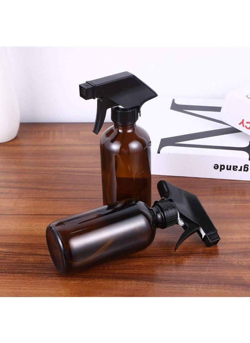 QUESERA - 5pcs Amber Glass Spray Bottles Empty Boston Round Bottles Refillable Container Bottles for Essential Oils Cleaning Products Aromatherapy 250ml - Image 1