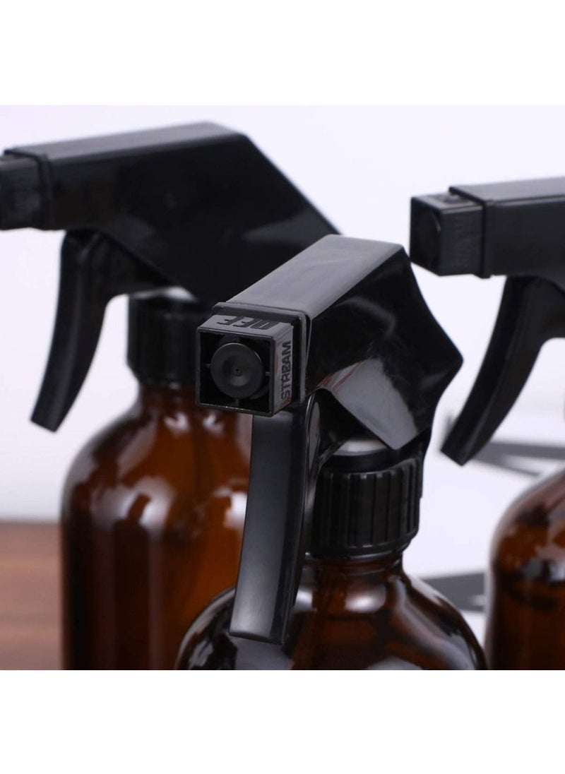 QUESERA - 5pcs Amber Glass Spray Bottles Empty Boston Round Bottles Refillable Container Bottles for Essential Oils Cleaning Products Aromatherapy 250ml - Image 1