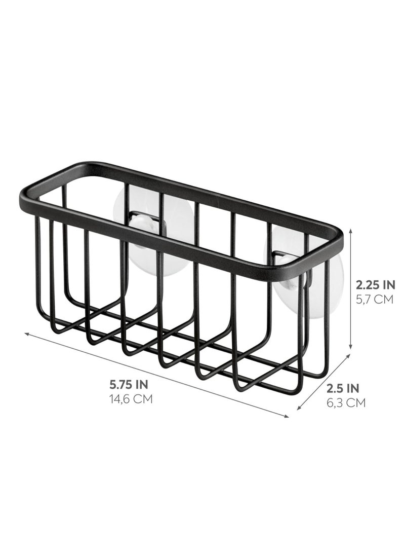 إسكدنيا 1 قطعة من الفولاذ المقاوم للصدأ الأسود غير اللامع المقاوم للصدأ حامل إسفنجة المطبخ مع أكواب شفط - Image 2