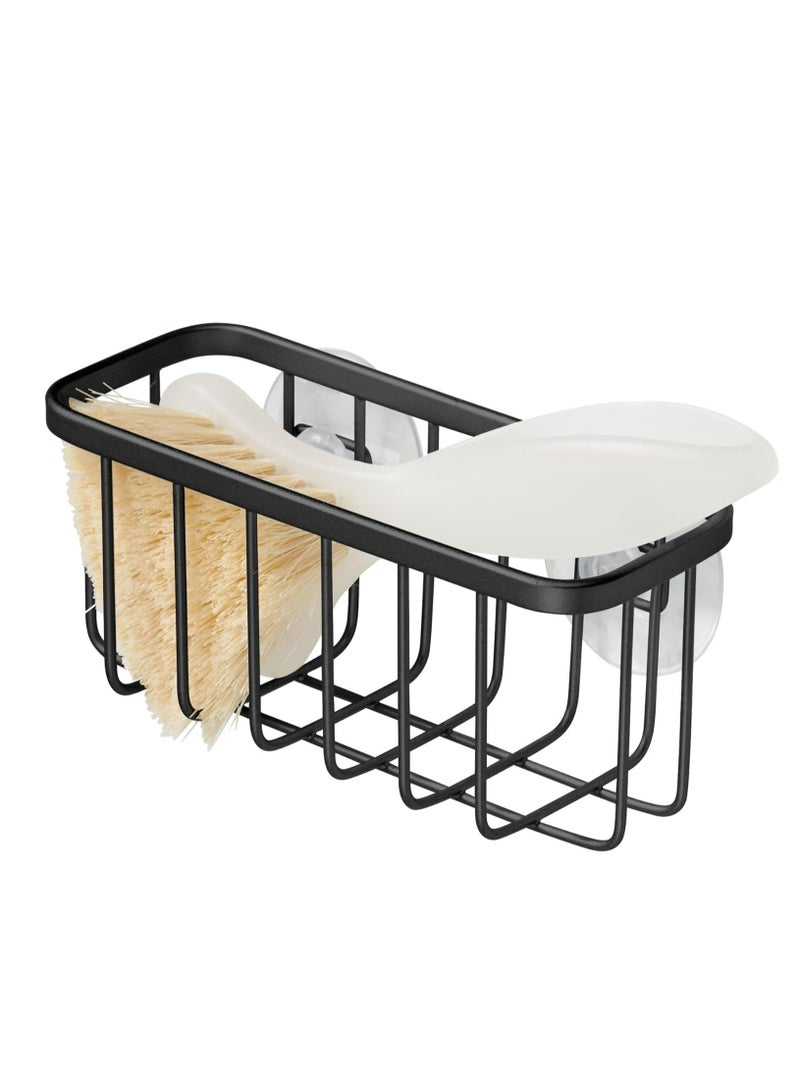 إسكدنيا 1 قطعة من الفولاذ المقاوم للصدأ الأسود غير اللامع المقاوم للصدأ حامل إسفنجة المطبخ مع أكواب شفط - Image 1