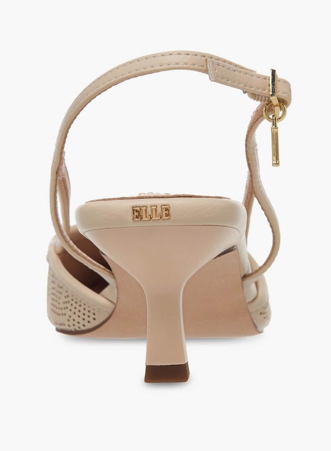ELLE Women Perforated Kitten Heel Sandals - Image 5