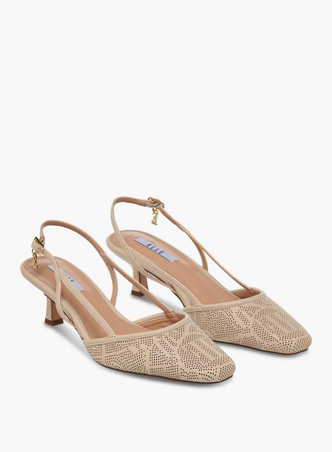 ELLE Women Perforated Kitten Heel Sandals - Image 1