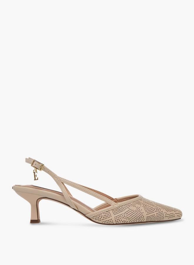 ELLE Women Perforated Kitten Heel Sandals - Image 3