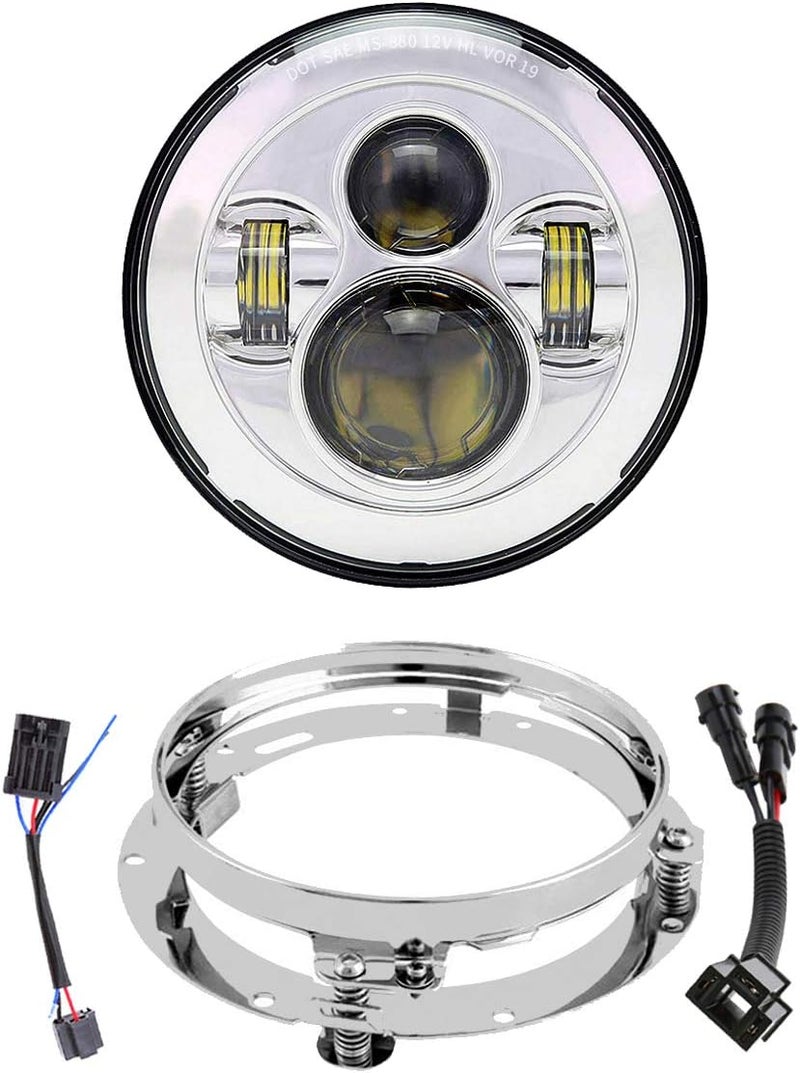 XPCTD 7 Inch LED Headlight Kit For Street Glide Road King Electra Glide Ultra Classic Fat Boy Tri Cvo Heritage Softail Slim Delux Ultra Limited Chrome - Image 1