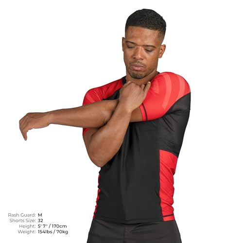 Sanabul Essential Short Sleeve Rash Guard MMA BJJ Wrestling Grappling Jiu Jitsu - Red, XX-Large - Image 2