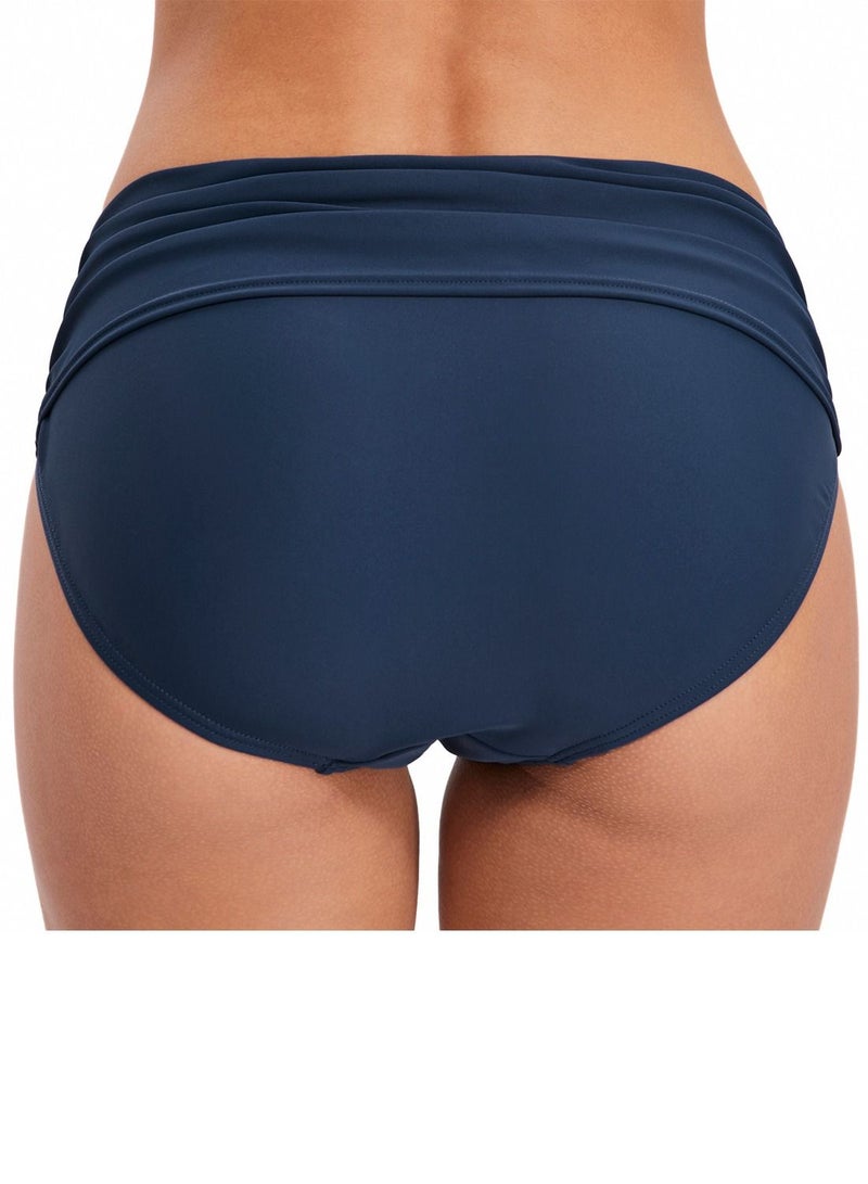 Loquat Solid Color Plunge Bikini Bottom Blue  - Image 2