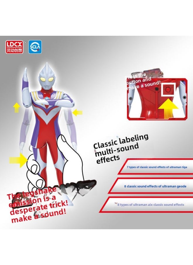 Generic - Genuine Smart Ultraman Transfiguration Toy Universe Hero Voice Luminous Action Ultraman Doll Boy Toy-Color:Power Of Ott-Blue Altman ] - Image 1
