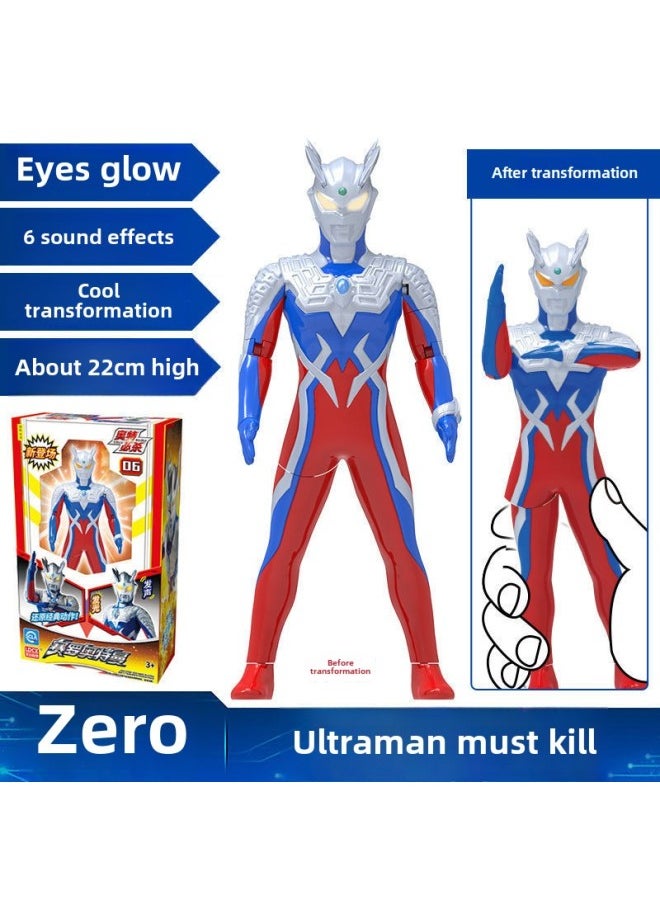 Generic - Genuine Smart Ultraman Transfiguration Toy Universe Hero Voice Luminous Action Ultraman Doll Boy Toy-Color:Power Of Ott-Blue Altman ] - Image 1