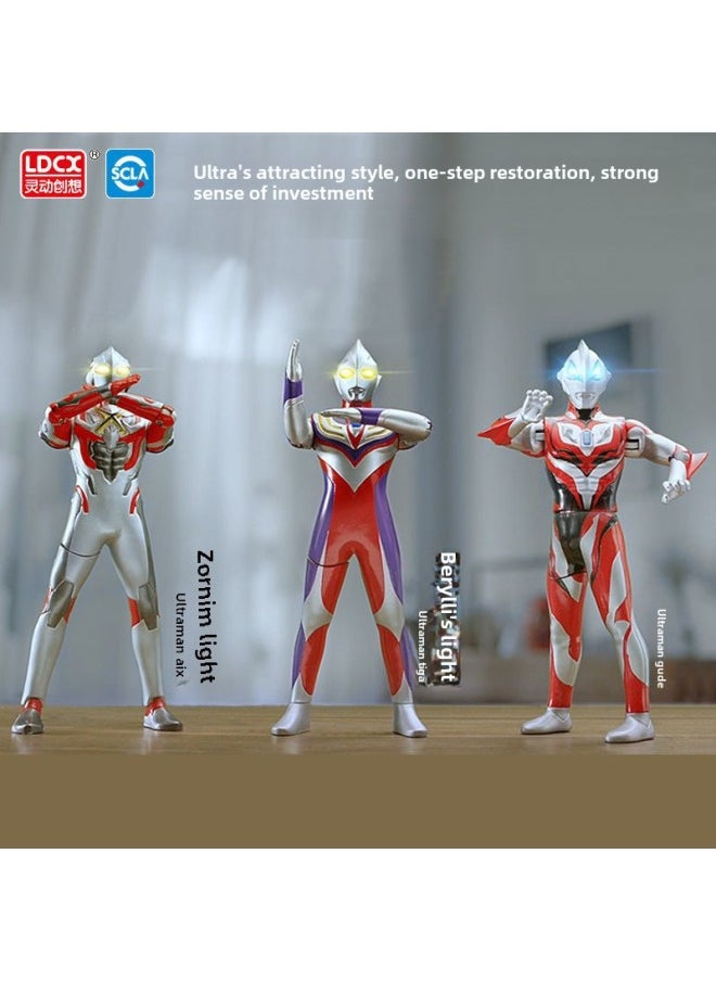 Generic - Genuine Smart Ultraman Transfiguration Toy Universe Hero Voice Luminous Action Ultraman Doll Boy Toy-Color:Power Of Ott-Blue Altman ] - Image 1