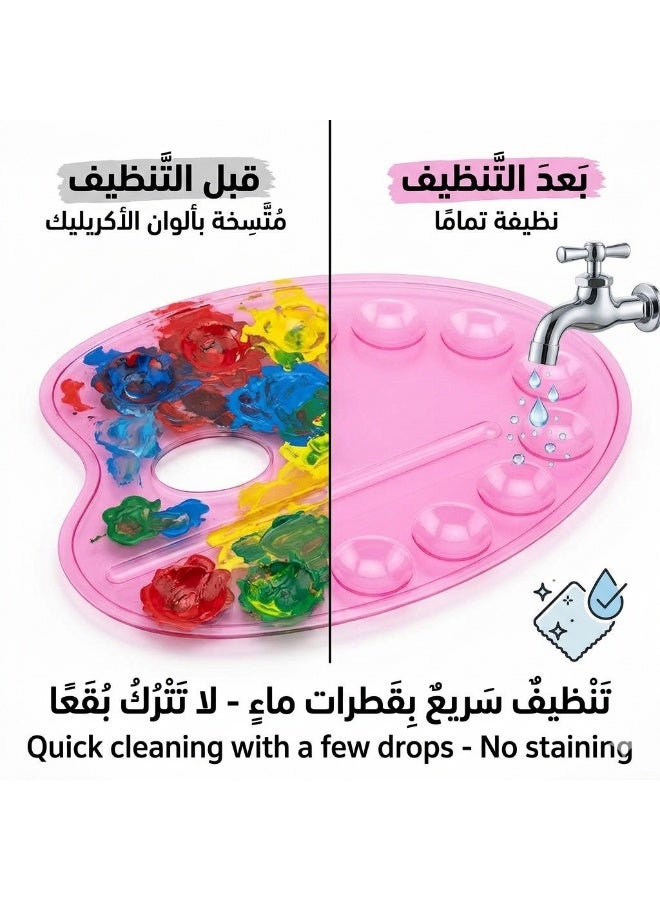 ارك بالتة لوحة خلط ألوان بلاستيك شفافة من ارك مع فتحة إبهام للرسم - وردي - Image 3