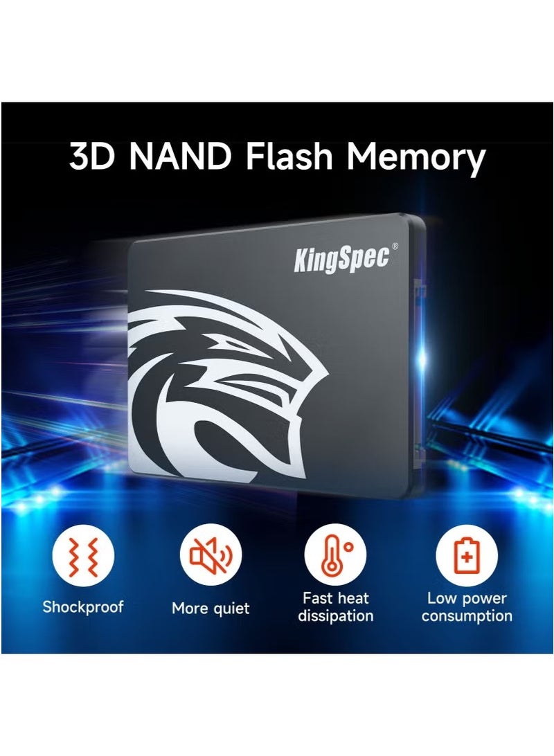 كينجس بيك KingSpec 240GB KingSpec P3 SSD 2.5" SATA ||| 240GB SSD لأجهزة الكمبيوتر المكتبية والمحمولة وPS5 Xbox، مقاوم للصدمات والاهتزازات، مزود بتقنية NAND ثلاثية الأبعاد - Image 3