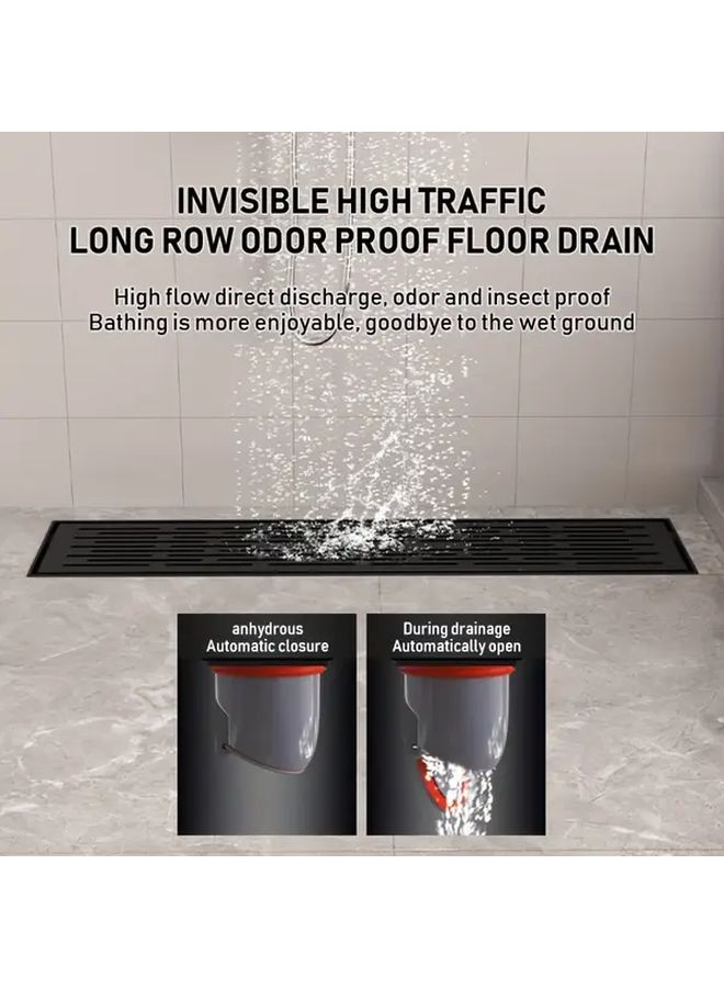 Black Heavy Duty Cast Iron Shower Floor Drain Large Capacity Anti Odor Bathroom Drain with Hair Catcher Non Clog Shower Drain for Quick Drainage Ideal for Home Hotel Spa Commercial Bathrooms Durable Construction Spa Drainage Sleek Metallic Finish High Quality Home Renovation - Image 4