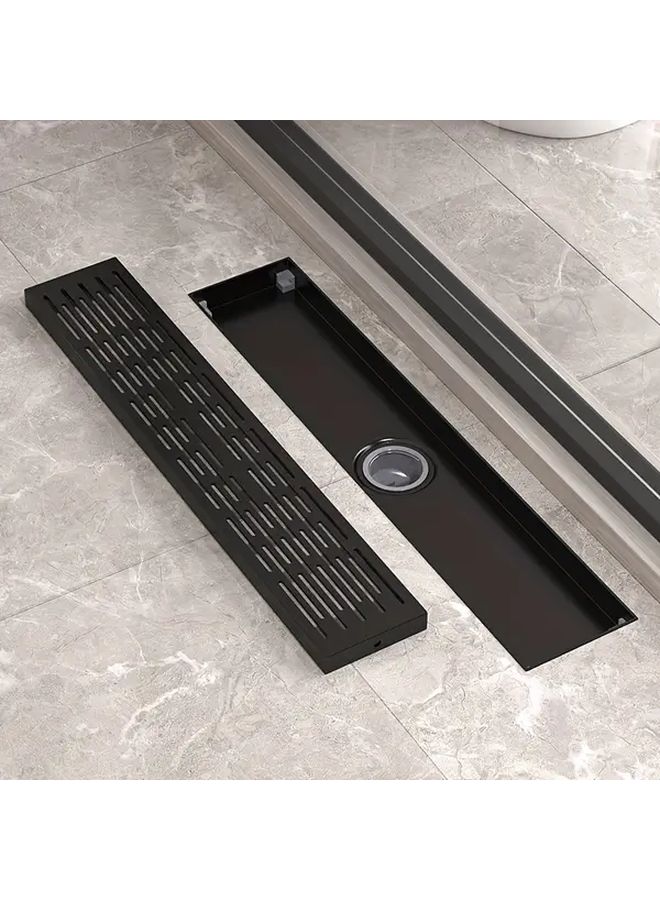 Black Heavy Duty Cast Iron Shower Floor Drain Large Capacity Anti Odor Bathroom Drain with Hair Catcher Non Clog Shower Drain for Quick Drainage Ideal for Home Hotel Spa Commercial Bathrooms Durable Construction Spa Drainage Sleek Metallic Finish High Quality Home Renovation - Image 1