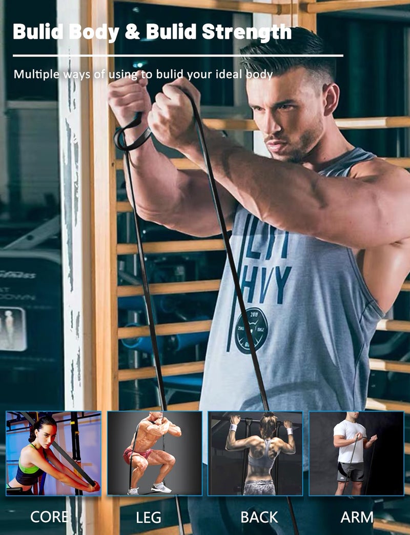 ROSAPOAR Resistance Bands, Pull Up Assist Bands - Workout Bands, Eexercise Bands, Long Resistance Bands Set for Working Out, Fitness, Training, Physical Therapy for Men Women - Black - Image 3
