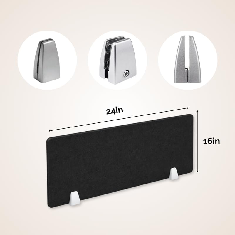 Timber Acoustics® Acoustic Desk Divider | Reduce Noise And Visual Distractions | Privacy Panels For Office - Classroom Soundproofing | Table Mounted (16" x 24") (Black, Set of 2) - Image 3