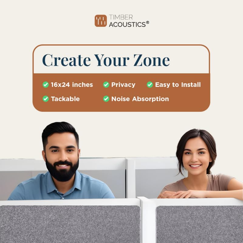 Timber Acoustics® Acoustic Desk Divider | Reduce Noise And Visual Distractions | Privacy Panels For Office - Classroom Soundproofing | Table Mounted (16" x 24") (Black, Set of 2) - Image 5